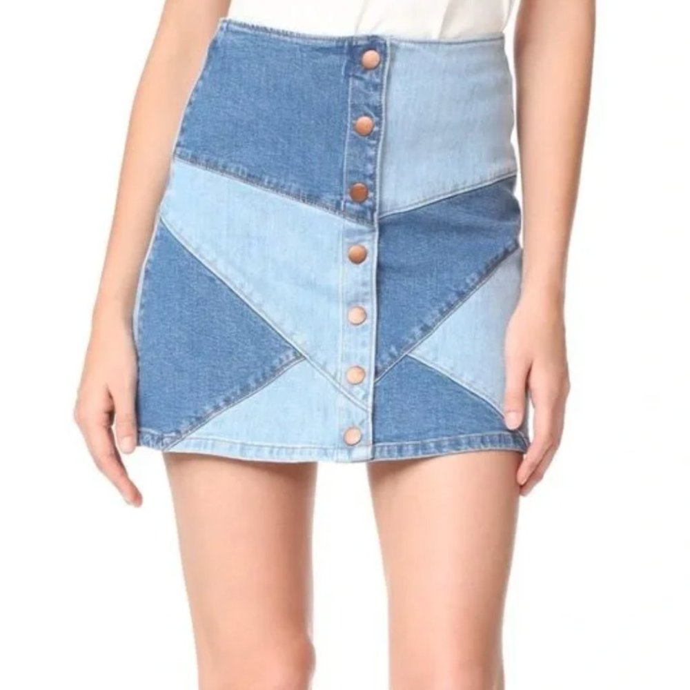 Madewell || Mini Patchwork Jean Skirt Size 28